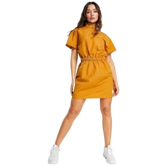 NIKE Desert Ochre Sportswear Swoosh Woven Dress NWT - Picture 2 of 16